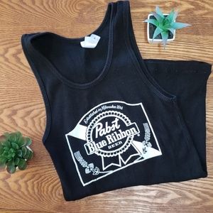 Pabst Blue Ribbon black screened tank size small